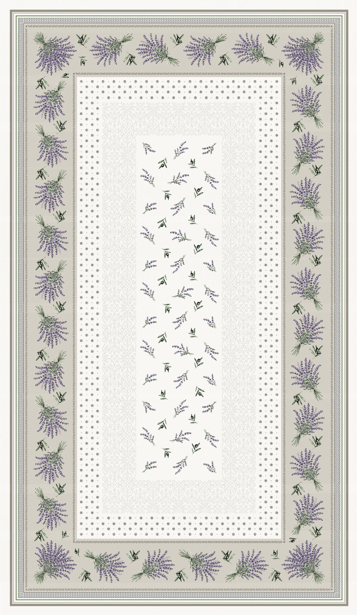 Jacquard Embroidered Tablecloth - Castillon Linen/Lavender