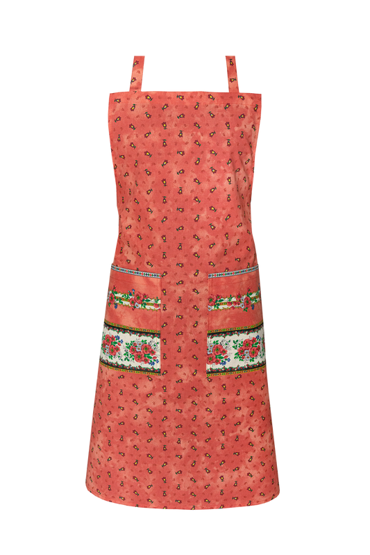 Cotton Apron - Tradition Orange Design - Jenny's Linens