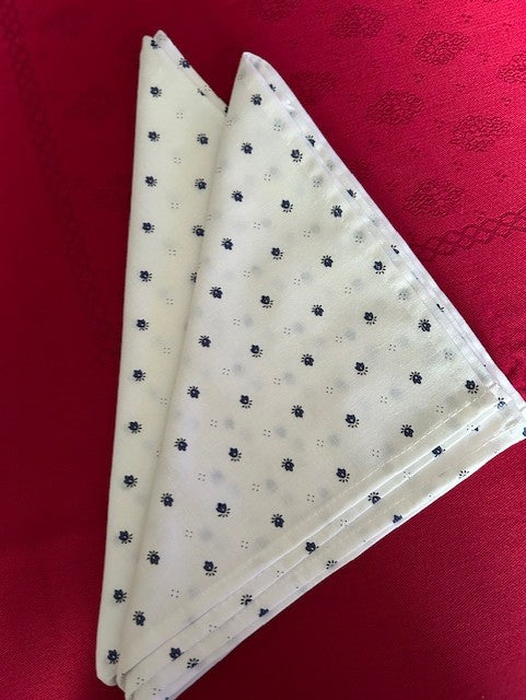 Cotton Serviette (Napkin) Tradition White/Blue - Jenny's Linens