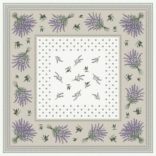 Jacquard Castillon Linen/Lavender Design Table Cover 100 x 100cm - Jenny's Linens