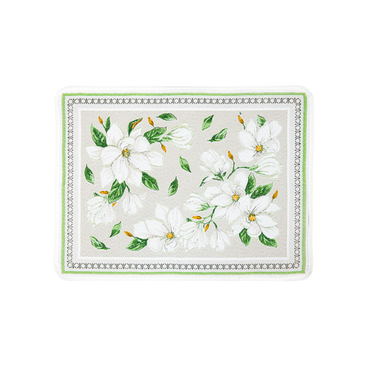 Jacquard Placemat White Magnolia - Jenny's Linens