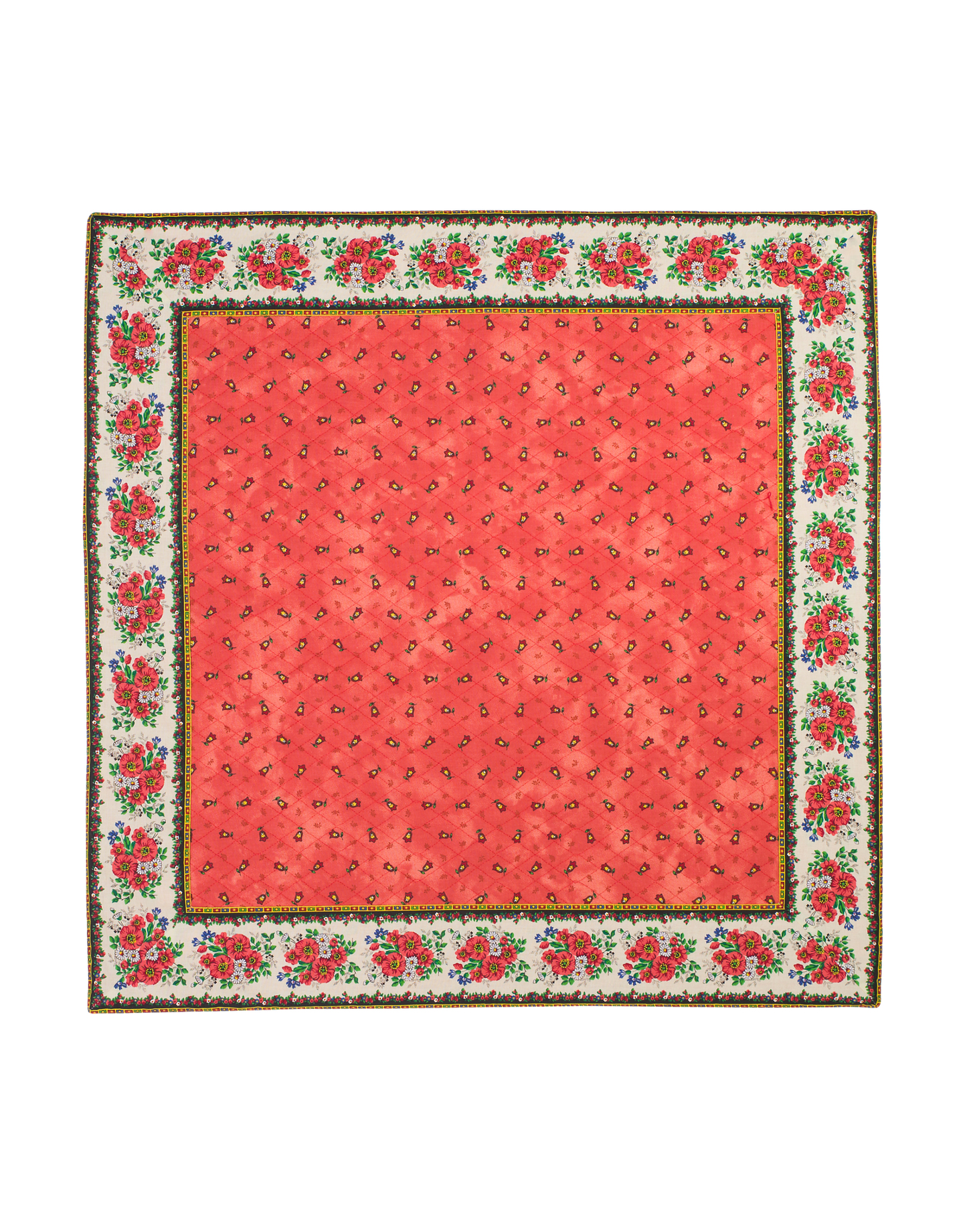 Quilted Cotton Table Cover 75 x 75cm, Tradition Orange - Jenny's Linens