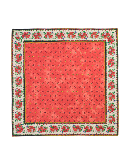 Quilted Cotton Table Cover 75 x 75cm, Tradition Orange - Jenny's Linens