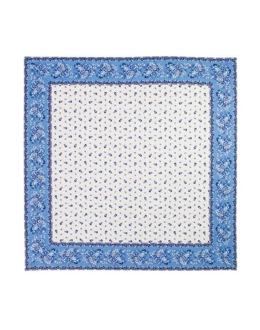 Quilted Cotton Table Cover 75 x 75cm, white/blue - Jenny's Linens