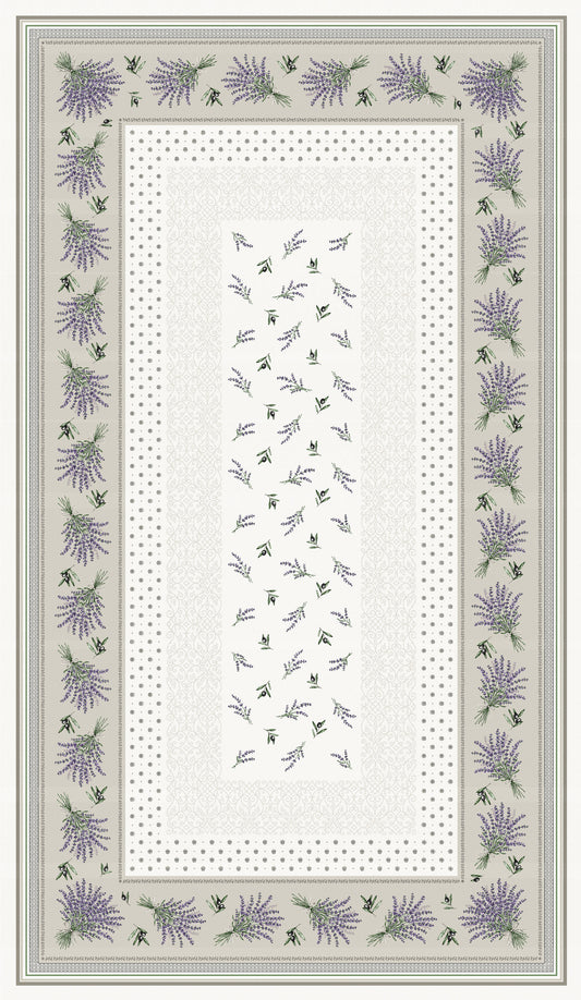 Jacquard Embroidered Tablecloth - Castillon Linen/Lavender
