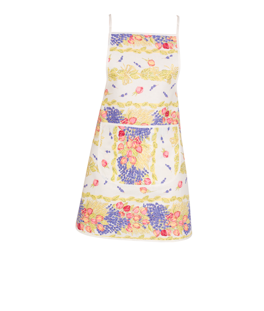 Cotton Apron - Rose Lavande design - Jenny's Linens 