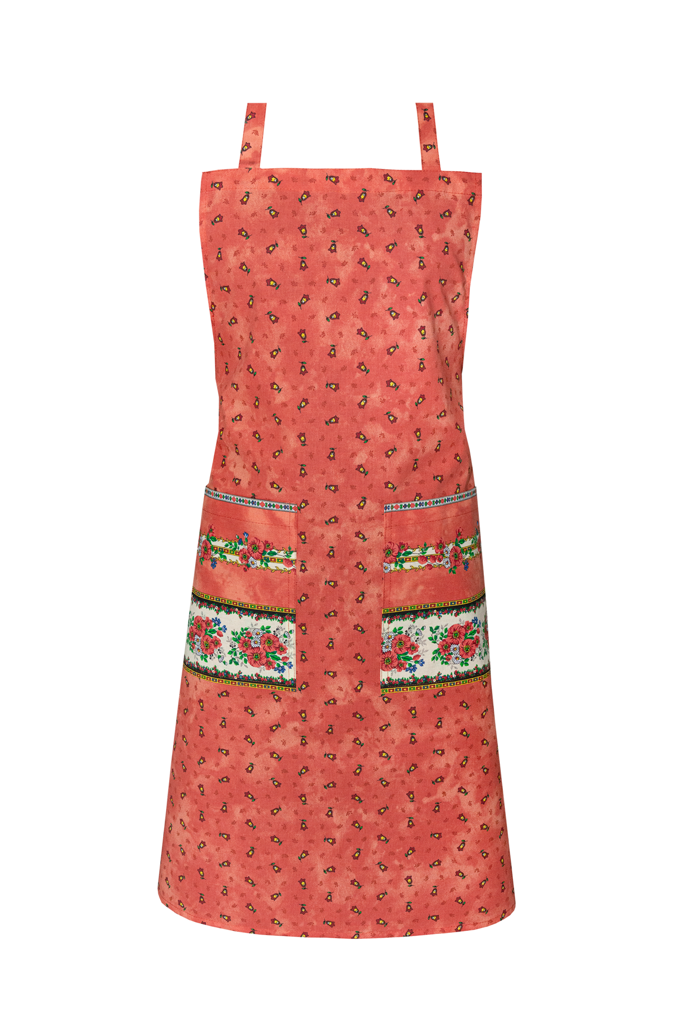 Cotton Apron - Tradition Orange Design - Jenny's Linens 