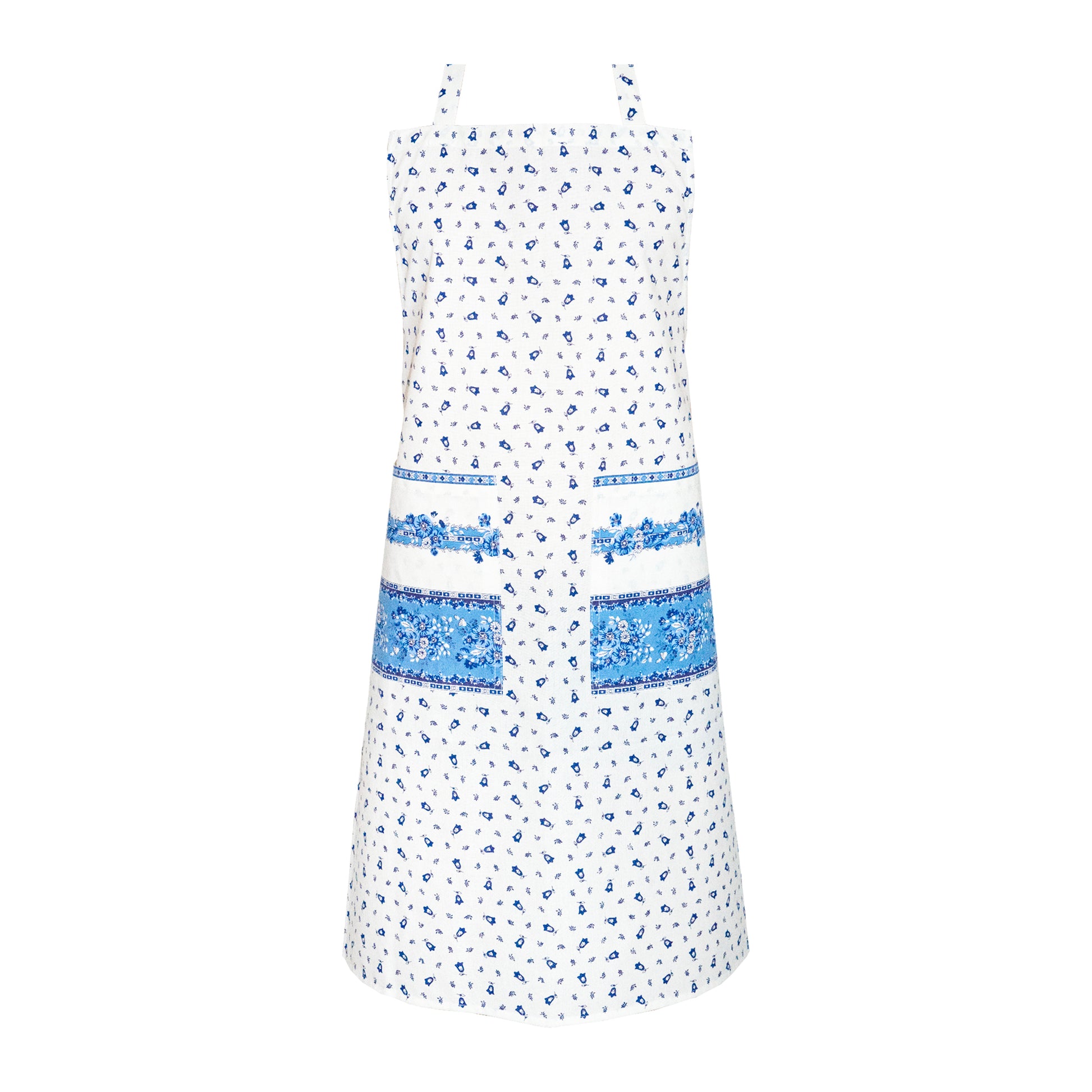 Cotton Apron - Tradition White/Blue Design - Jenny's Linens 