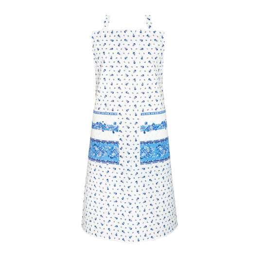 Cotton Apron - Tradition White/Blue Design - Jenny's Linens 