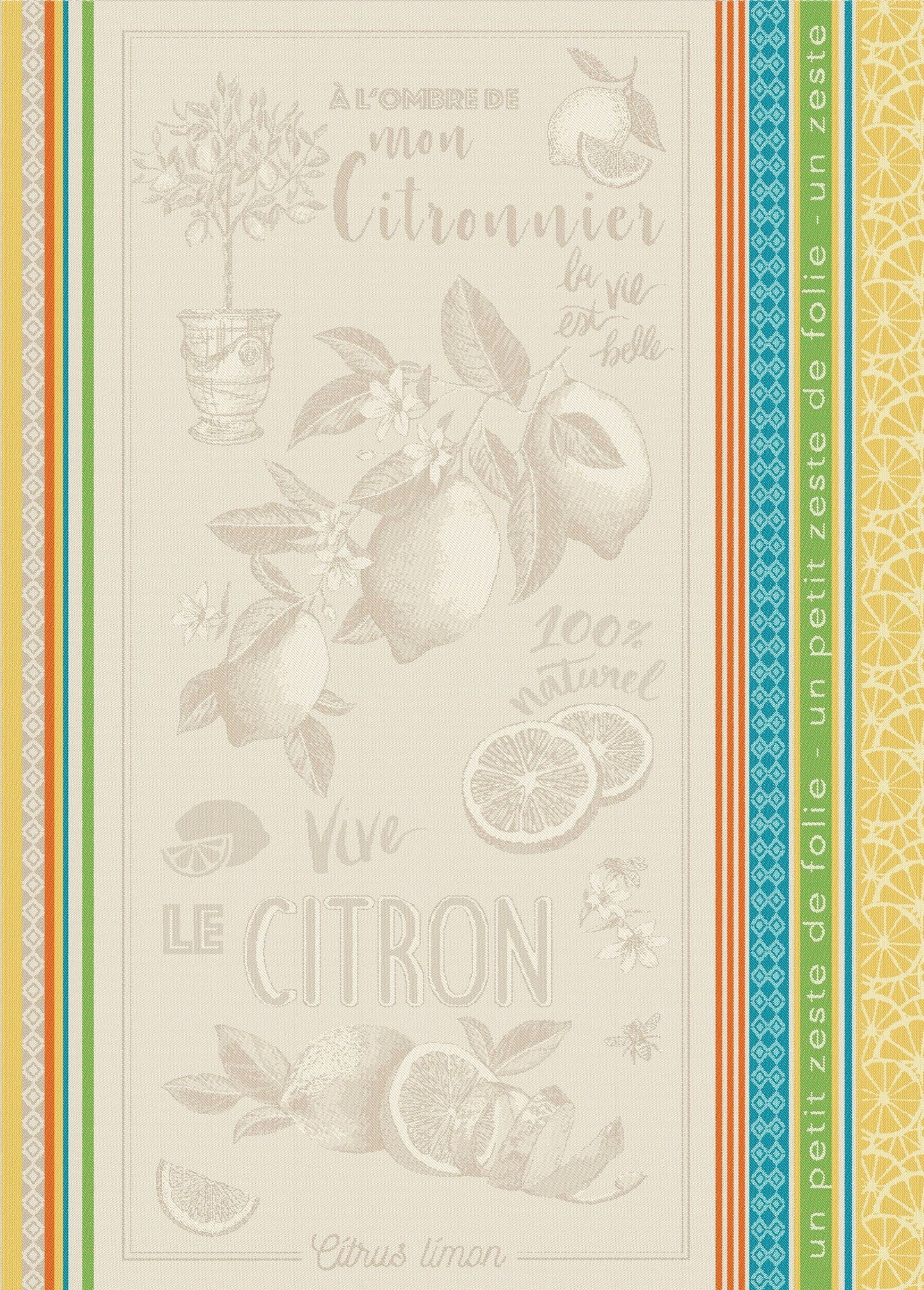 Cotton Jacquard Teatowel - linen/multi - Jenny's Linens 
