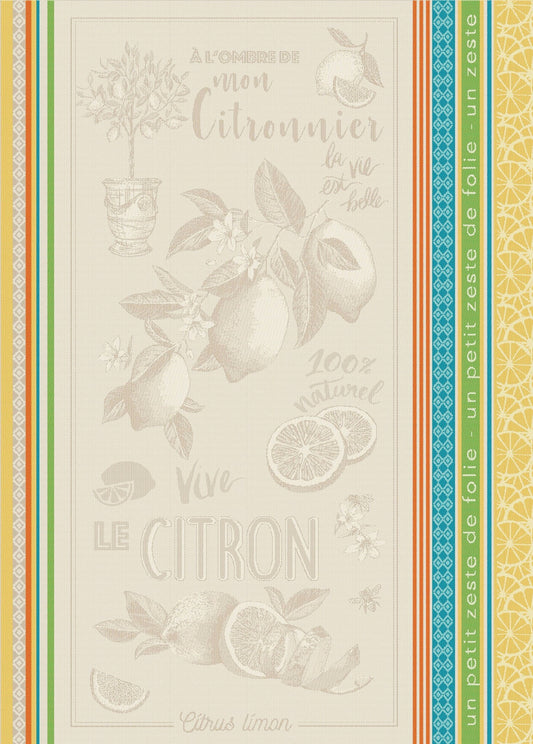 Cotton Jacquard Teatowel - linen/multi - Jenny's Linens 