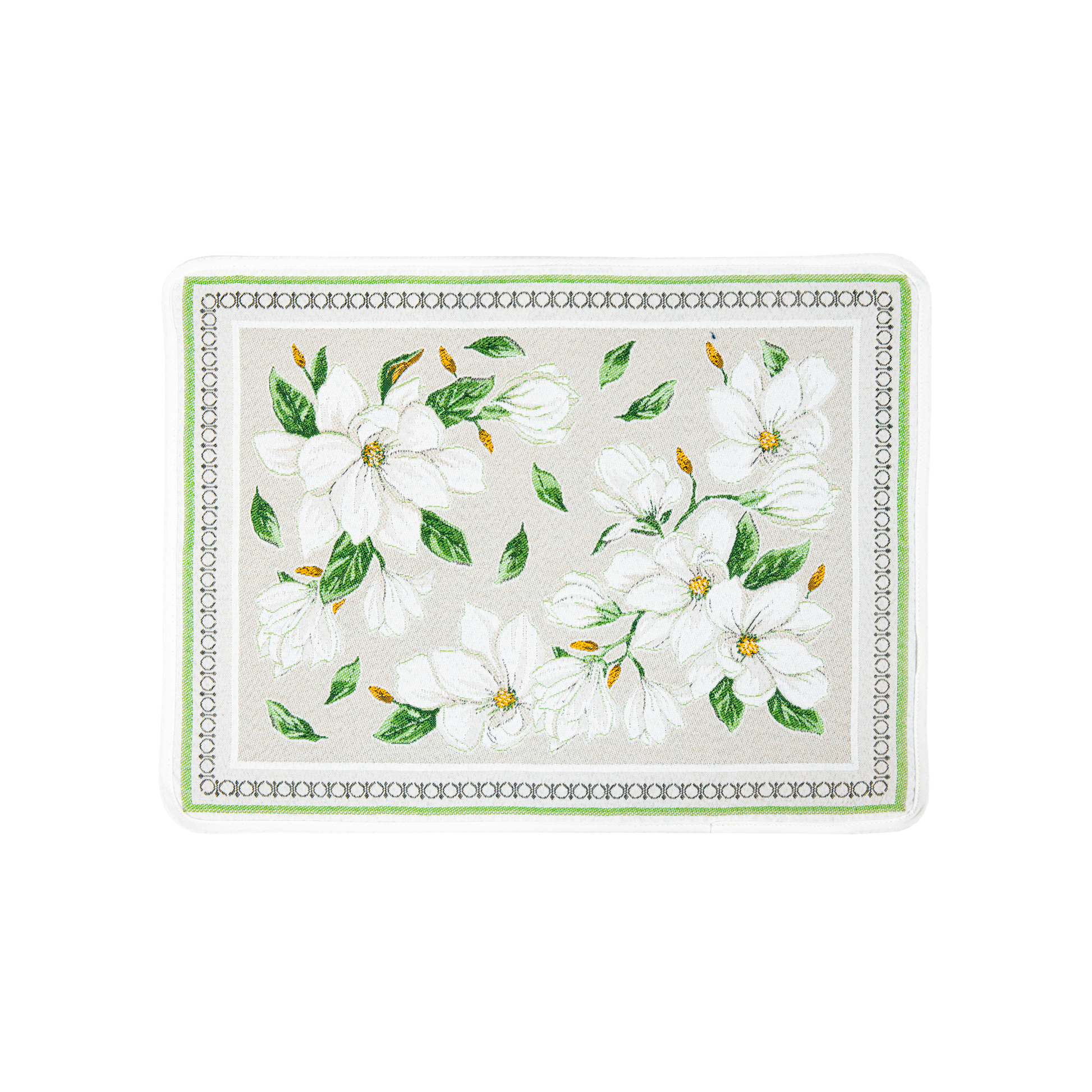 Jacquard Placemat White Magnolia - Jenny's Linens 