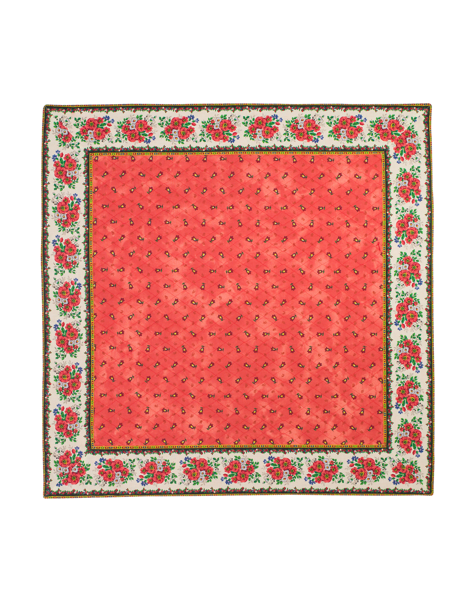 Quilted Cotton Table Cover 75 x 75cm, Tradition Orange - Jenny's Linens 