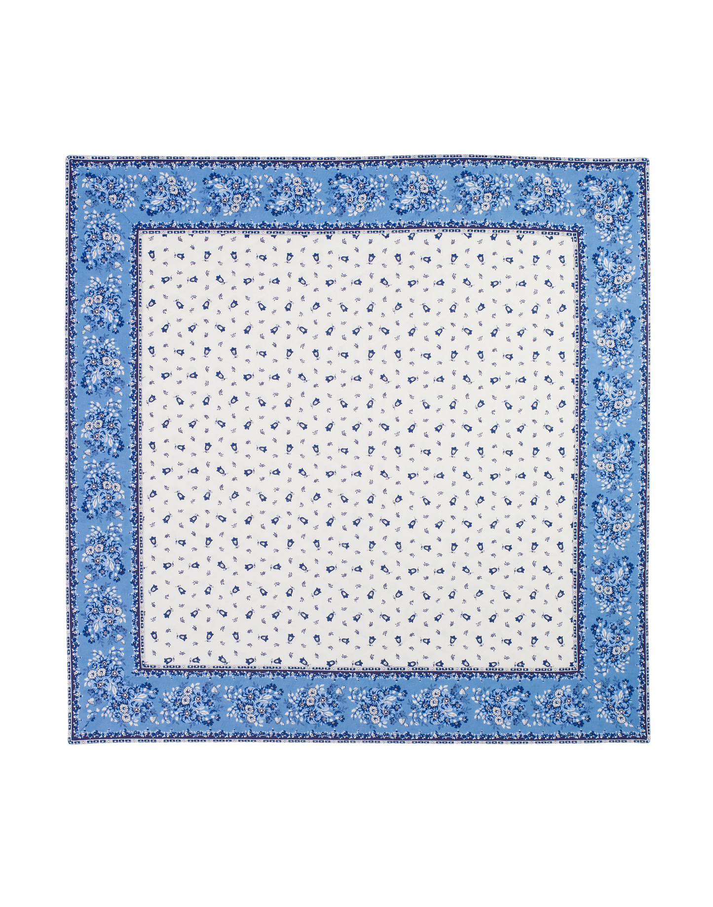 Quilted Cotton Table Cover 75 x 75cm, white/blue - Jenny's Linens 
