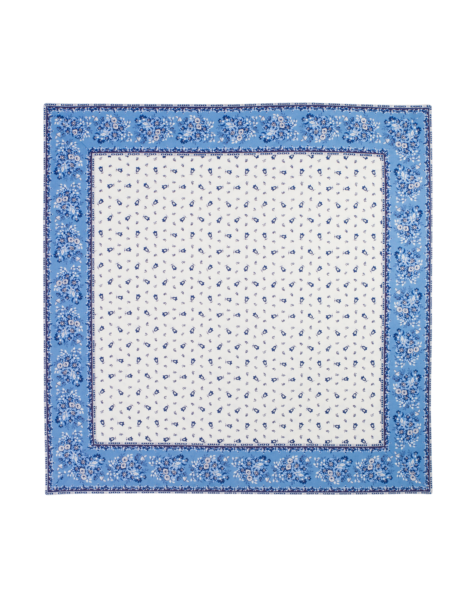 Quilted Cotton Table Cover 75 x 75cm, white/blue - Jenny's Linens 