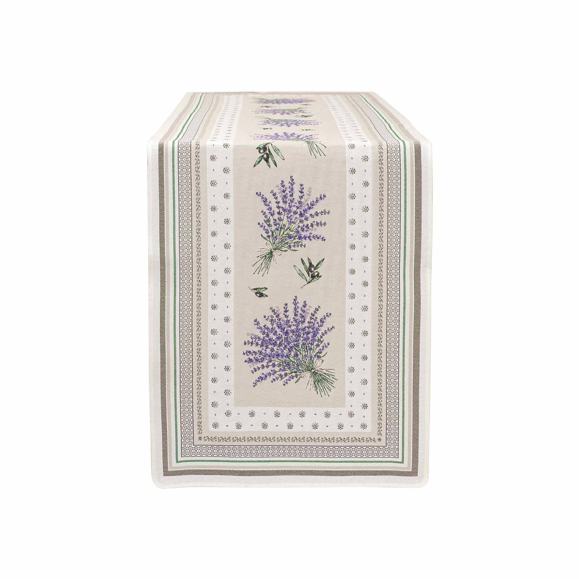Table Runner 170x 50cm Castillon Design (linen/lavender) - Jenny's Linens 