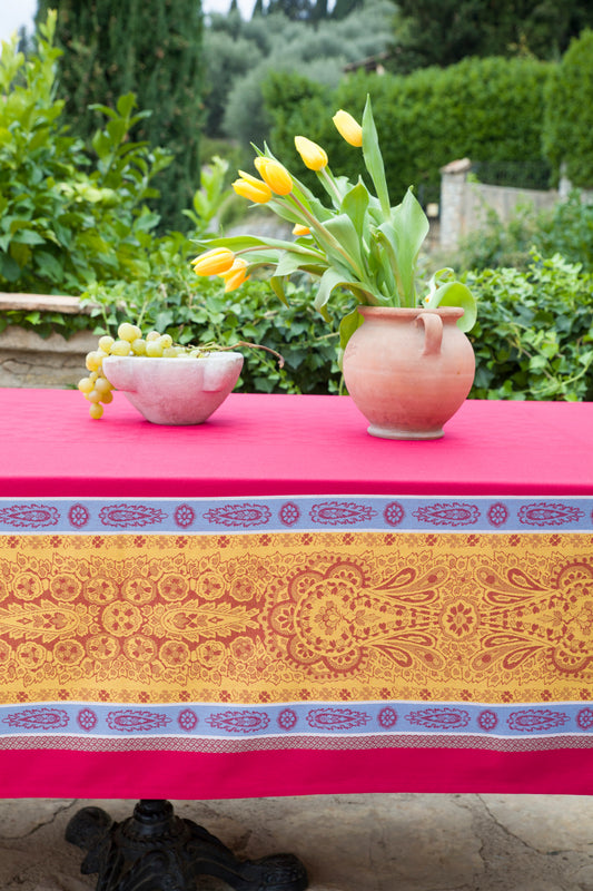 Cotton Jacquard Tablecloth -  Vaucluse Carmen - Jenny's Linens 